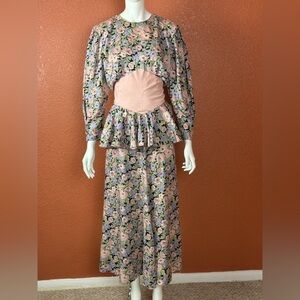 GEARY ROARK KAMISATO Floral Long Sleeve Maxi Dress Size 12. E94